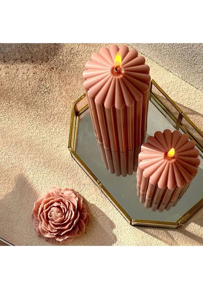 Polikarbon Kule Desenli Sert Plastik Mum Kalıbı Dik Çizgili Goldcakes
