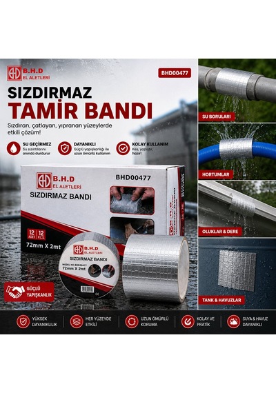 B.h.d Bhd-00477 Su Sızdırmaz Sakız Tamir Bandı 72 Mm X 2 M- 12'li Paket