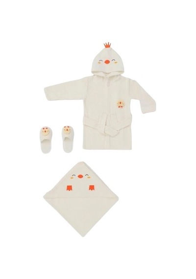 Bebitof Baby 30038 Civcivli Bornoz Seti Ekru