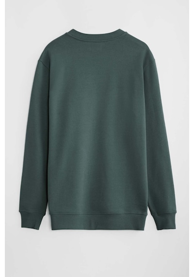 Grimelange Travıs Erkek Organik Kumaşlı Yumuşacık Regular Fit Yuvarlak Yakalı Koyu Yeşil Sweatshirt