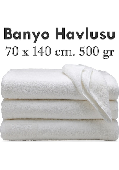 Beyaz Banyo Havlusu 70X140Cm. 500 Gram