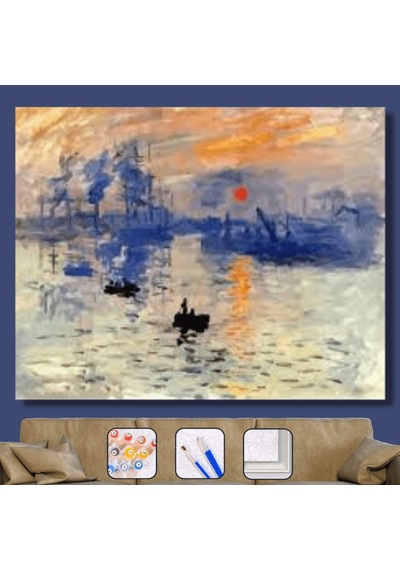Monet Gün Doğumu Sayılarla Boyama Seti - Çerçeveli, 40x50cm