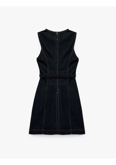Koton Pamuklu Kolsuz Bisiklet Yaka Kemer Detaylı Mini Denim Elbise Koyu İndigo 6wal80009md Dark Indigo Koton Pamuklu Kolsuz Bisiklet Yaka Kemer Detaylı Mini Denim Elbise Koyu İndigo 6wal80009md Dark Indigo