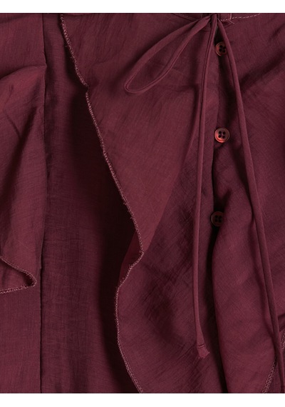 Lcw Modest Bordo Bağlamalı Yaka Fırfırlı Bluz