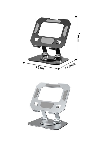360 Dönen Siyah Metal Ayarlanır Katlanabilir Tablet Telefon Yükselten Tablet Telefon Çalışma Standı