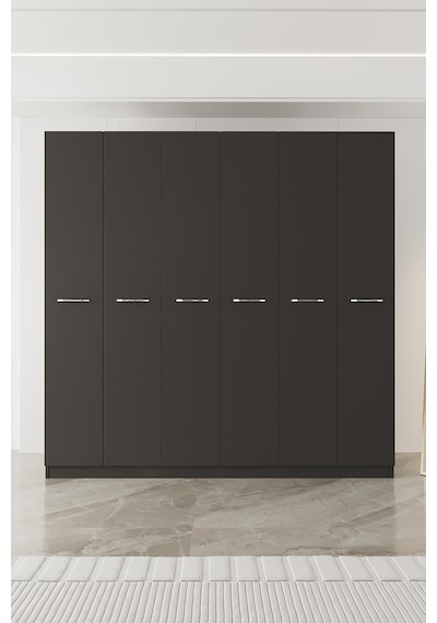 Aeka Ae-2190 Hisar 6 Kapaklı Çok Bölmeli Askılı Ve Raflı Geniş Hacimli Gardırop 210x210 Cm Antrasit - Antrasit Aeka Ae-2190 Hisar 6 Kapaklı Çok Bölmeli Askılı Ve Raflı Geniş Hacimli Gardırop 210x210 Cm Antrasit - Antrasit