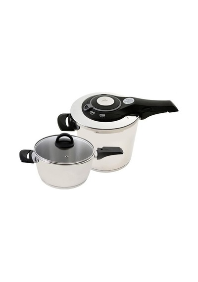 Jumbo Procook 4+6 Lt Düdüklü Tencere Set Gümüş - Siyah