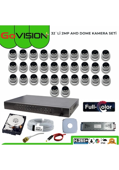 32 Li 2mp Full Color 3.6mm Lens 1080p Fullhd Warmled Ahd 32 Kanal Dome Set