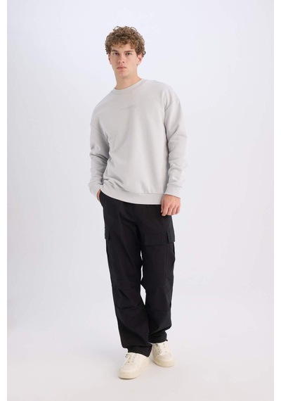 DeFacto Boxy Fit Bisiklet Yaka Baskılı Sweatshirt X8282AZ24AUGR184