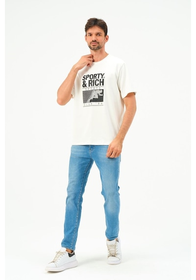 Rich Erkek Oversize Pamuk Tişört T-shirt Beyaz