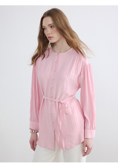 Lcw Modest Pembe Krinkle Kadın Gömlek Tunik
