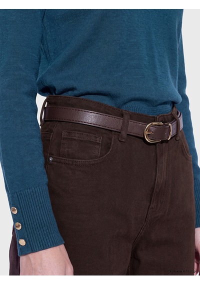 Lcwaıkıkı Classic Kahverengi Beli Kemerli Straight Fit Kadın Jean Pantolon