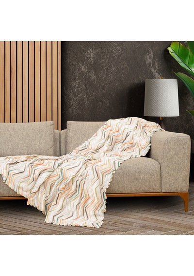 SoftMicro Etnik ve Zikzak Desenli 180 x 220 CM Boho Koltuk Örtüsü