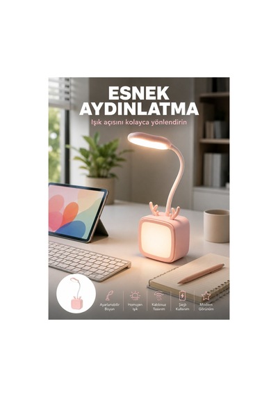 Şarj Edilebilir Led Masa Lambası Kablosuz Taşınabilir Gece Lambası - Hs08378820-6519 Renkli Renkli