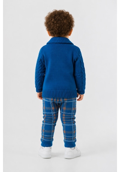 Babyhola Erkek Bebek Triko Hırka Pantolon Kışlık Takım 23110 Mavi