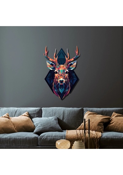 Renkli Geyik - Metal Tablo 60 X 90 Cm Çok Renkli