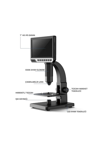 Exeo 12mp 2000x 7 İnch ips Ekran Dijital Mikroskop Şarjlı
