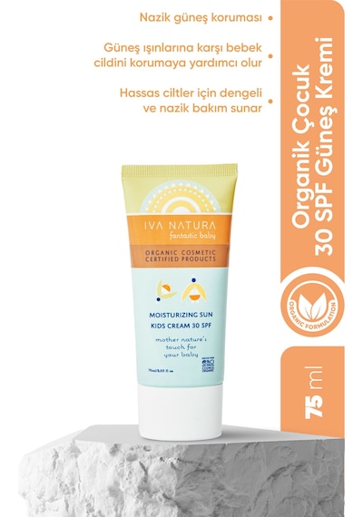 İva Natura Organik Mineral Filtreli 30 SPF Çocuk Güneş Kremi Çinko Oksit İçerikli – Hassas Ciltler İçin – 75 ML
