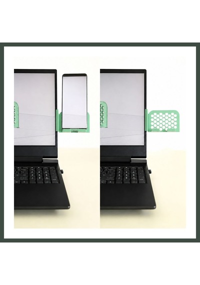 Bezos 3d Baskı Monitor Telefon Tutucu - Petek Desenli Laptop Kenar Telefon Tutucu-mint Nhr Standart