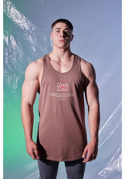 Woof Gym Monk Mode Baskı Klasik Atlet - Kakao