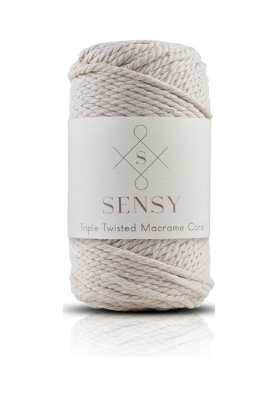 Sensy Premium Makrome Ipi 3mm Üç Büküm Taranan Halat Ip 4lü Set Ekru-kiremit-sütlü Kahve-açık Gri