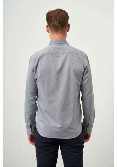 Morven Slim Fit Düğmeli Yaka Oxford Kolay Ütülenebilir Pamuklu Kutulu Uzun Kollu Gömlek