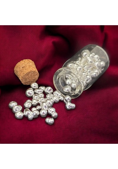 15 Gram Silindir Tasarımlı Cam Şişeli, 999 Ayar Gümüşten Üretilmiş Özel Granül Gümüş Hediyesi-553