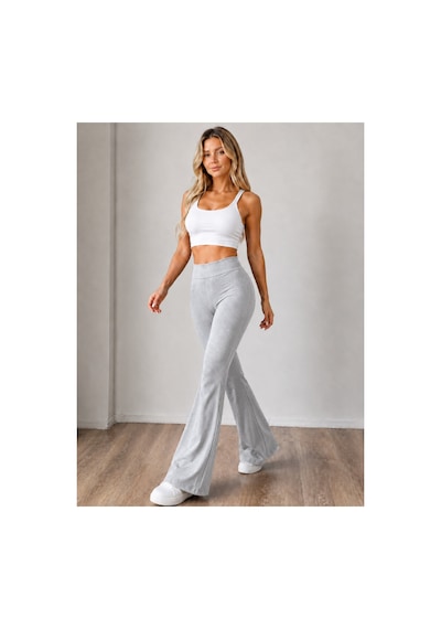 Unika Boutique Kadın Siyah Yüksek Bel Toparlayıcı İspanyol Paça Tayt Spor Tayt Pantolon Gri