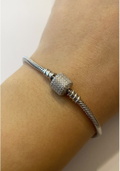 Kadın Taşlı Model Charm İçin Uygun Gümüş Bileklik 20 Cm Gümüş