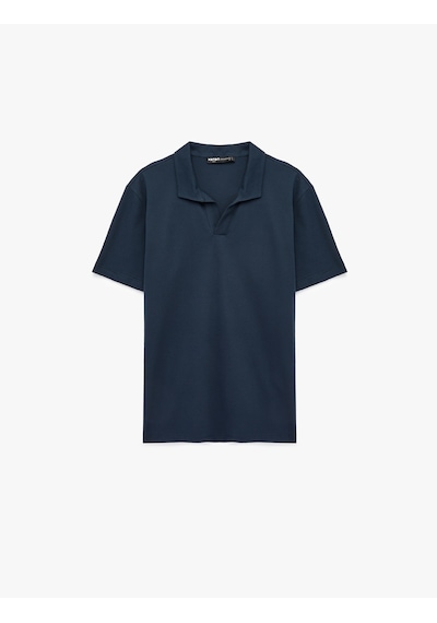 Koton Regular Fit Pamuklu Pike Kumaş Kısa Kollu Polo Yaka Tişört Lacivert 6sam10284mk