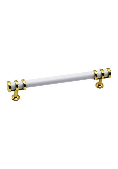 İbico 941 Boru Çekmece Kulp 12.8 Cm - Altın Yüzük Beyaz Kulp- 10'li Paket