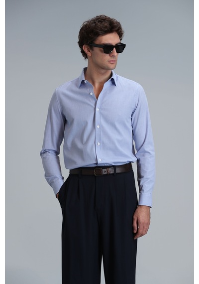 Lufian Menar Erkek Basic Gömlek Comfort Fit Mavi Mavi 111010615100300 Mavi