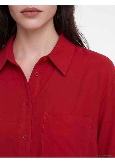 Lcw Comfort Kırmızı Loose Fit Kadın Gömlek Xl-2xl