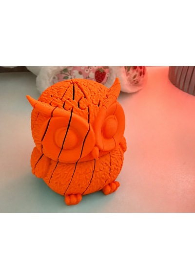 3d Baskı Hareketli Baykuş Figürü - Eklemli Flexi Oyuncak - Turuncu