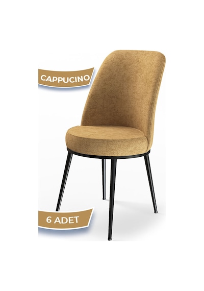 Canisa Concept Dexa Serisi 6 Cappucino Mutfak Sandalyesi Ayaklar Siyah Cappucino