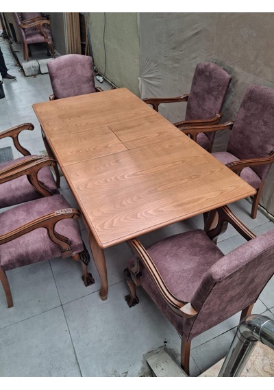 Masa Sandalye Berjer 90627 Bengi Klasik Model Kayın Aslan Ayak Açılır Masa 6 Ad Kahverengi Masa Sandalye Berjer 90627 Bengi Klasik Model Kayın Aslan Ayak Açılır Masa 6 Ad Kahverengi