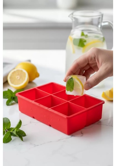 6 Hazneli Silikon Buz Kalıbı & Çok Amaçlı Buzluk Ve Dondurucu Organizeri 11x16 Cm Siyah
