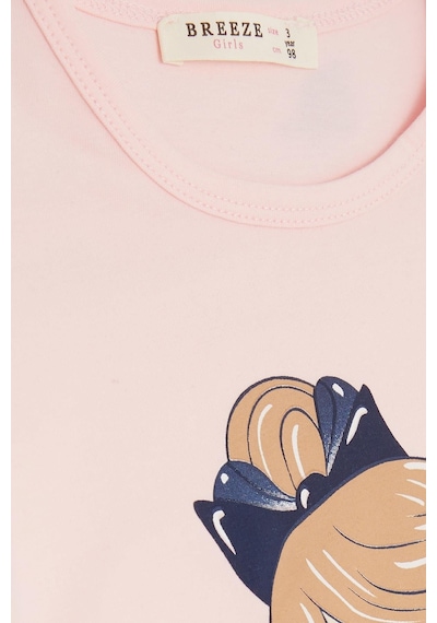 Breeze Kız Çocuk Kapri Taytlı Takım Sevimli Kız Baskılı 1.5-5 Yaş, Pembe-pembe Pembe