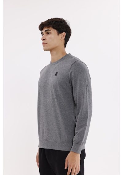 Rowinger Minimal Logolu Bisiklet Yaka Ribana Manşetli Rahat Kalıp Mevsimlik Sweatshirt A.melanj