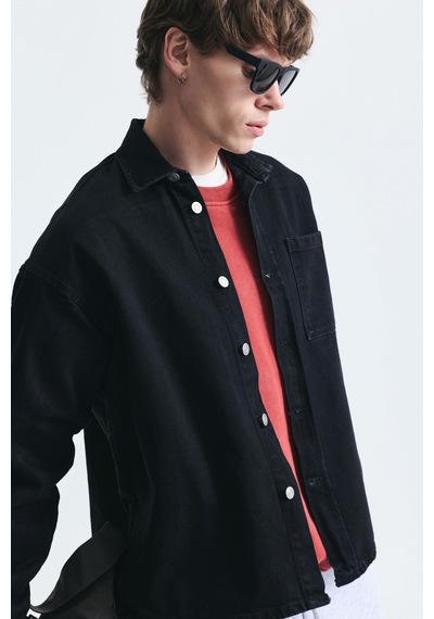 Vamos Oversize Denim Gömlek Siyah
