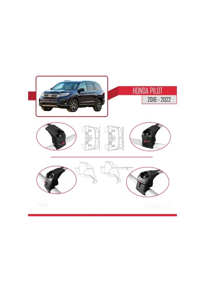 Honda Pilot 2016-2022 Arası İle Uyumlu Ace-2 Ara Atkı Tavan Barı