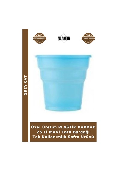 Özel Üretim Plastik Bardak 25 Li Mavi Tatil Bardağı Tek Kullanımlık Sofra Ürünü Diğer