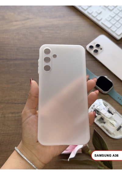 Samsung Galaxy A36 Uyumlu Süper İnce Mat Ultra Thin Silikon Kılıf Beyaz