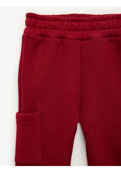 Koton Beli Lastikli Şardonlu Cepli Jogger Eşofman Altı Bordo 7wmb40056tk