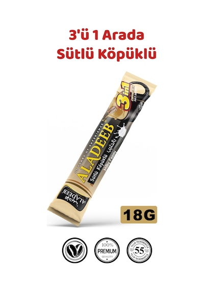 3 Ü 1 Arada Sütlü Köpüklü Kahve 18 G X 24 Adet Fırsat Paketi Hazır