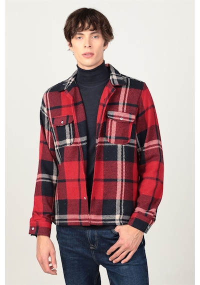 Tudors Slim Fit Oduncu Kışlık Çift Cepli Kapaklı Erkek Gömlek-26186 Çok Renkli