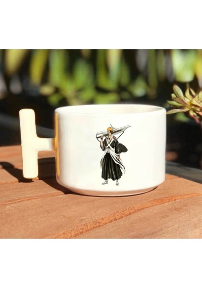 Bleach Ichigo Kurosaki Baskılı Beyaz T Kulp Kupa Bardak