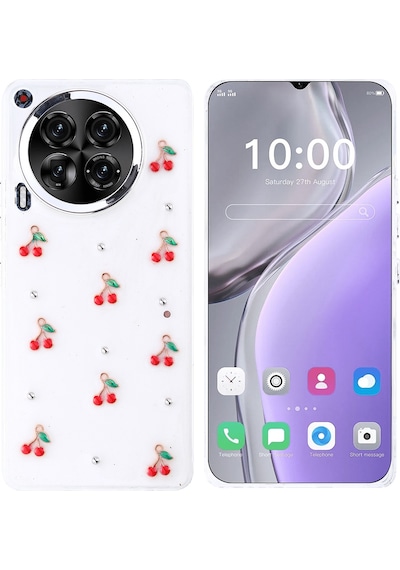 Tecno Camon 30 4g Kılıf Airbag Tasarımlı Simli Şeffaf Zore Kutup Kapak Kiraz