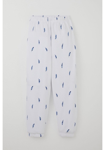 Breeze Erkek Çocuk Pijama Takımı Uçan Mavi Tüy Desenli 4-8 Yaş, Beyaz Beyaz