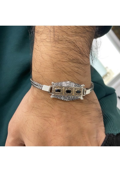 Simurg Jewellery 925 Ayar Gümüş Siyah Taşlı Bileklik